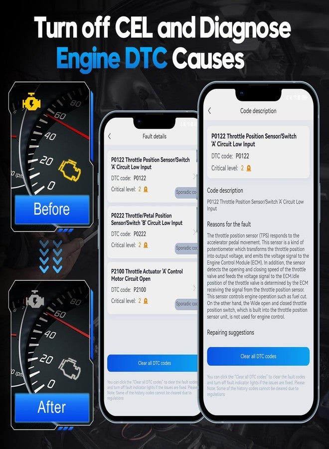 XTOOL Advancer AD20 Pro Wireless OBD2 Scanner Diagnostic Tool, Car Code Reader for iPhone & Android, All System Scan Tool with Free Updates - Check Engine, Oil Reset, Performance Test, Battery Test - Image 5